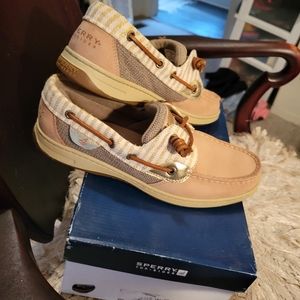 Womens Sperry Top-Sider Bluefish 2 Eye Mariner Stripe Linen size 8.5M